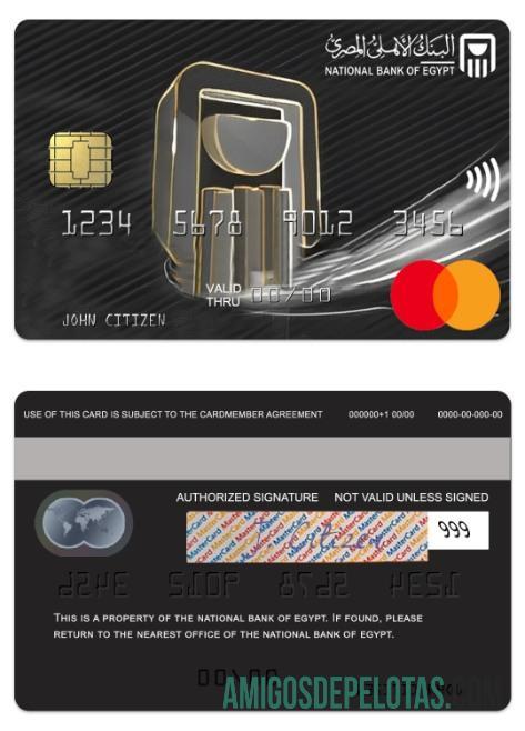 Banco Nacional do Egito Platinum Mastercard do Egito modelo